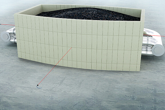 Expansion measurement on the concrete wall of an energy storage tank 