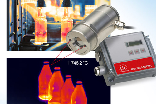 Non-contact temperature measurement when shaping container glass 