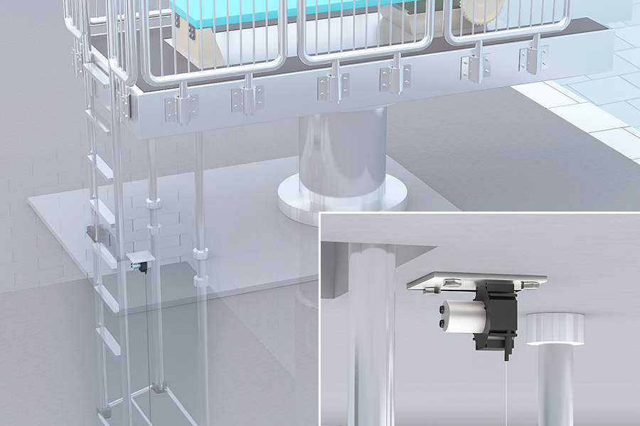 Displacement measurement in hydraulic diving platforms